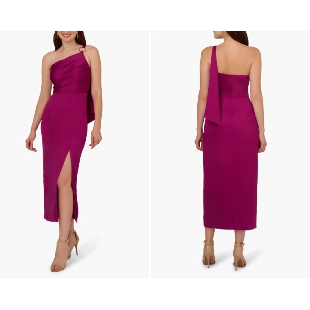 Adrianna Papell Women's Satin Crepe Dress Evening Gown Wild Magenta SZ 6 NEW NWT - Picture 3 of 16
